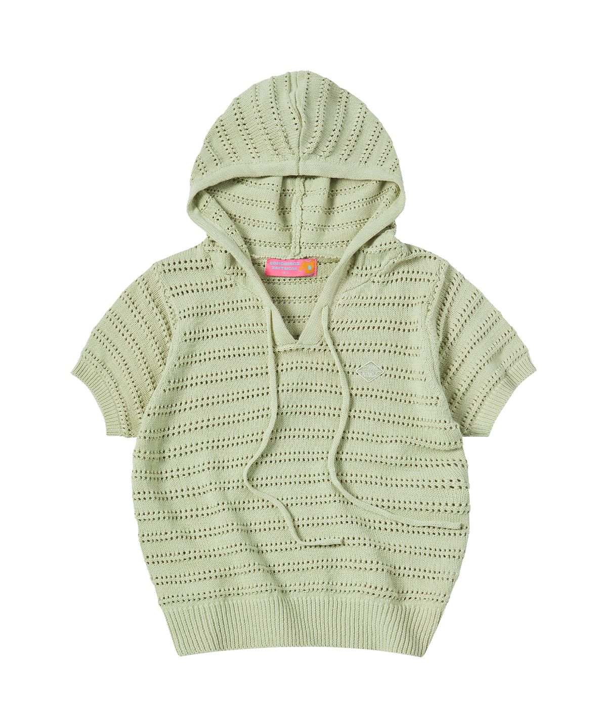 꼬모니노즈(COMONINOZ) W NECK STRING KNIT [YELLOW GREEN]