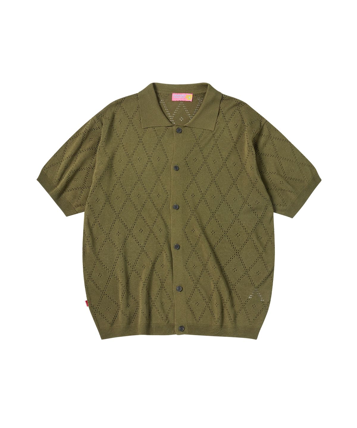 꼬모니노즈(COMONINOZ) CROCHET BUTTON CARDIGAN [KHAKI]