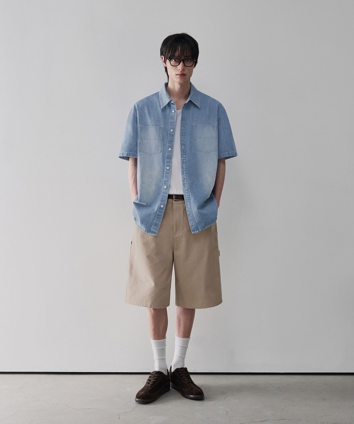 아워데이즈(OURDAYZ) 카디프 투포켓 워싱 데님 반팔 셔츠 [LIGHT BLUE]