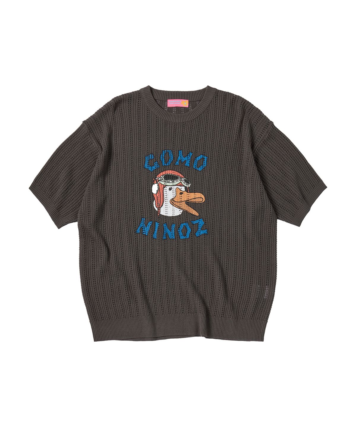 꼬모니노즈(COMONINOZ) SUMMER GRAPHIC KNIT [CHARCOAL]