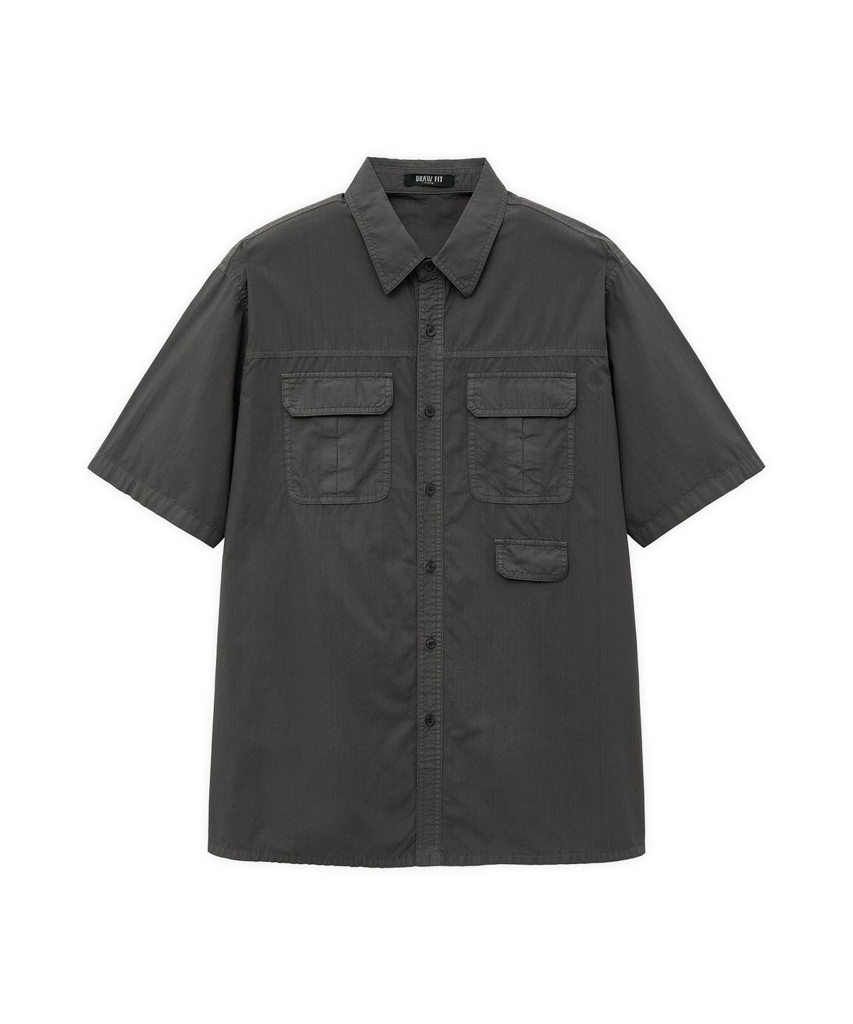 드로우핏(DRAW FIT) 아크만 코튼 다잉 하프 워크 셔츠 [CHARCOAL]