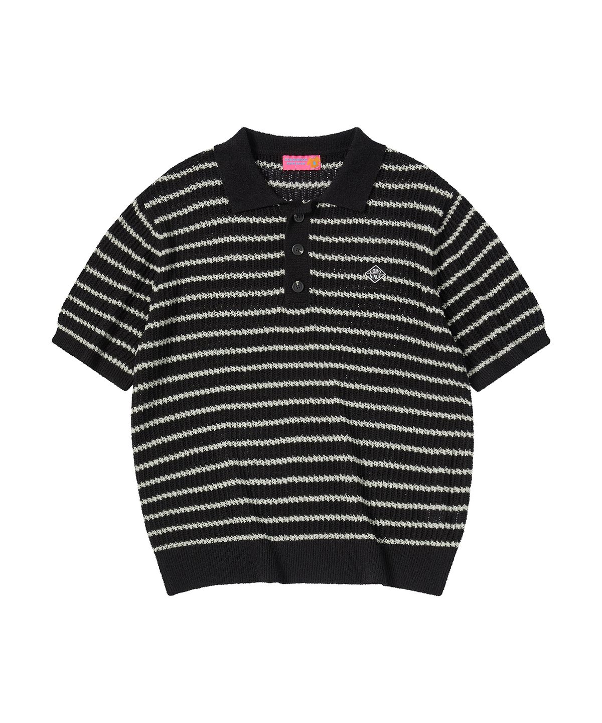 꼬모니노즈(COMONINOZ) SUMMER STRIPE POLO KNIT [BLACK]