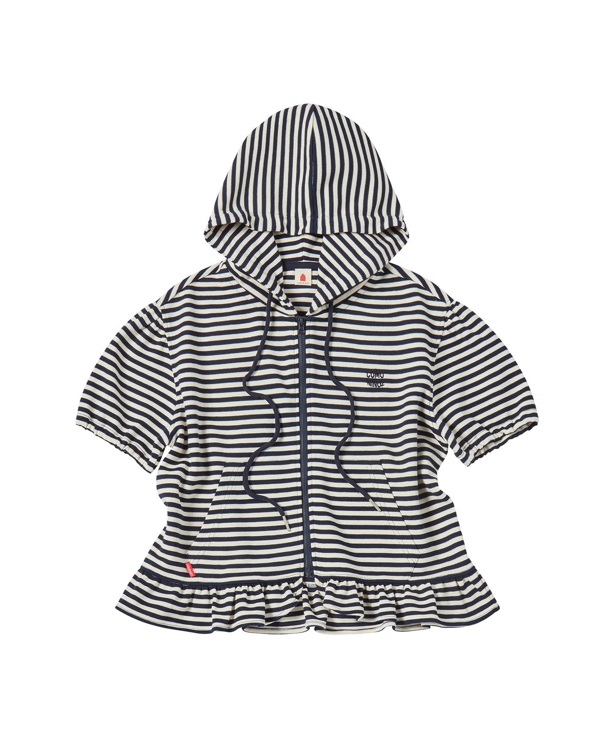 꼬모니노즈(COMONINOZ) W STRIPE HOOD ZIP-UP [NAVY]