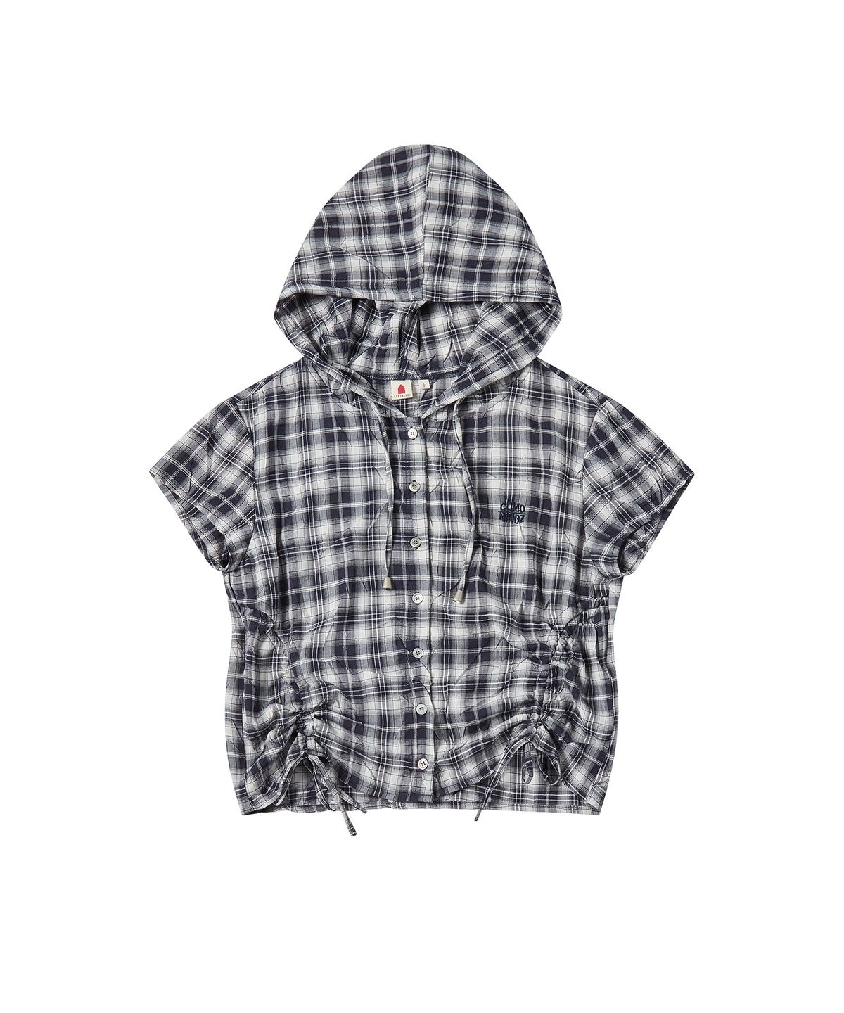 꼬모니노즈(COMONINOZ) W SIDE STRING HOOD TOP [NAVY]