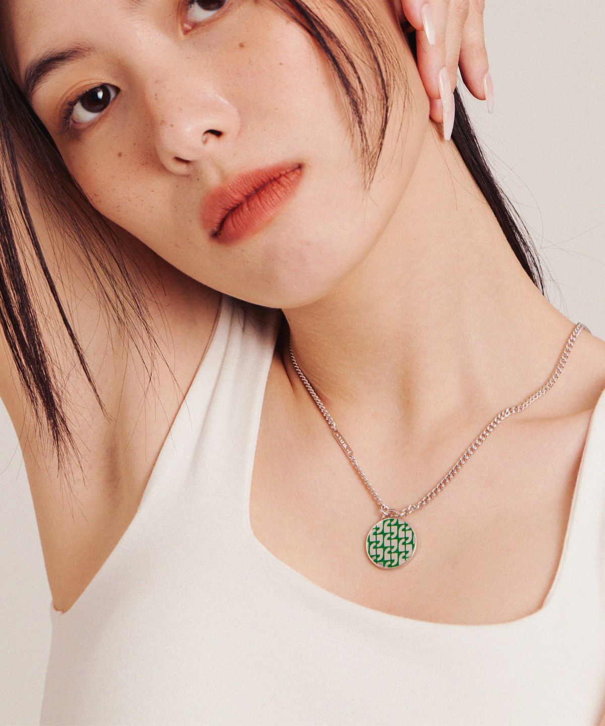 발릭(VALIK) [925실버] No.20 시그니처 그린패턴 코인 목걸이 [L]