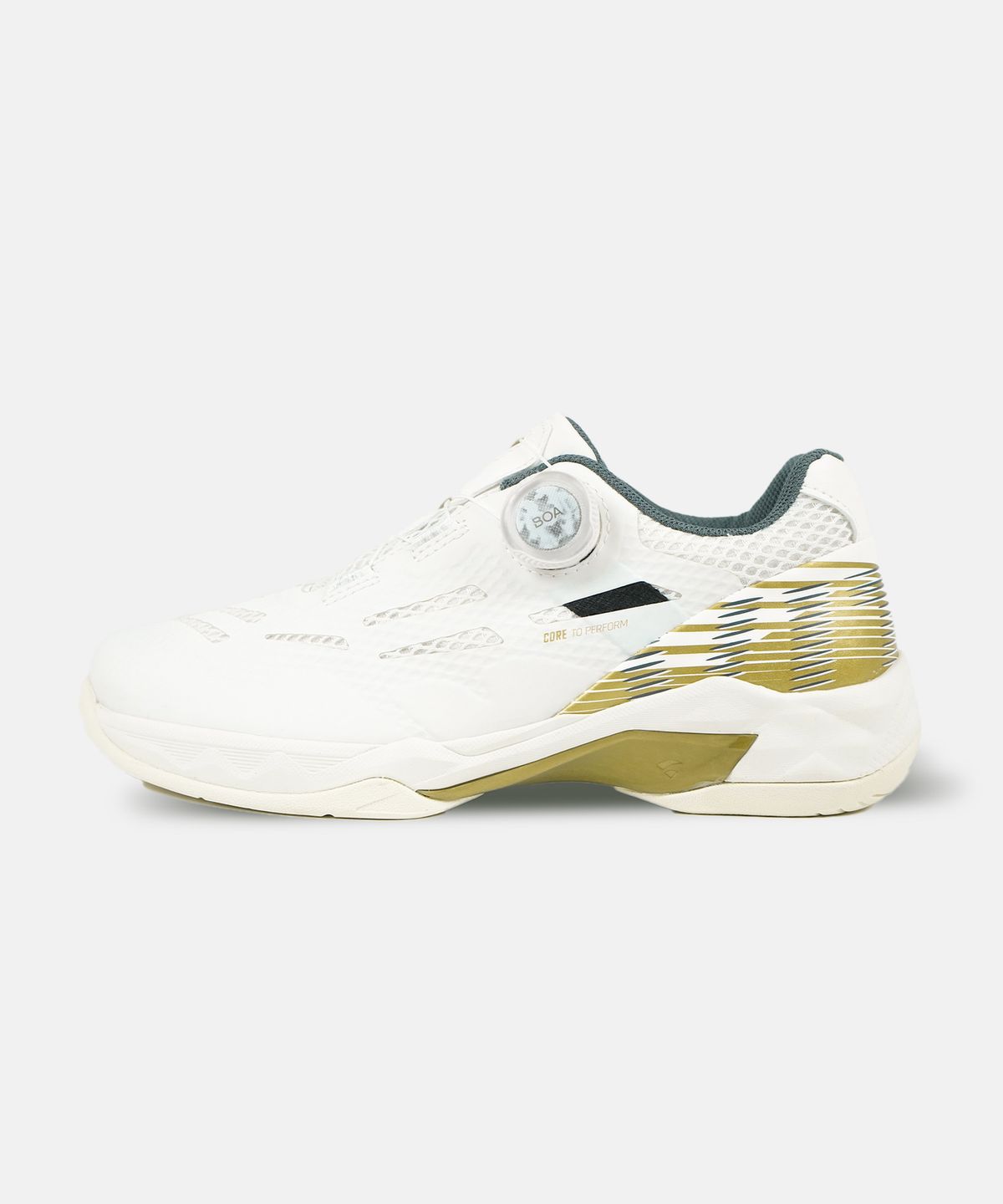 비트로(VITRO) 남성 배드민턴화 와이드 테크닉2 (OFF WHITE&GOLD) 보아 핏 시스템