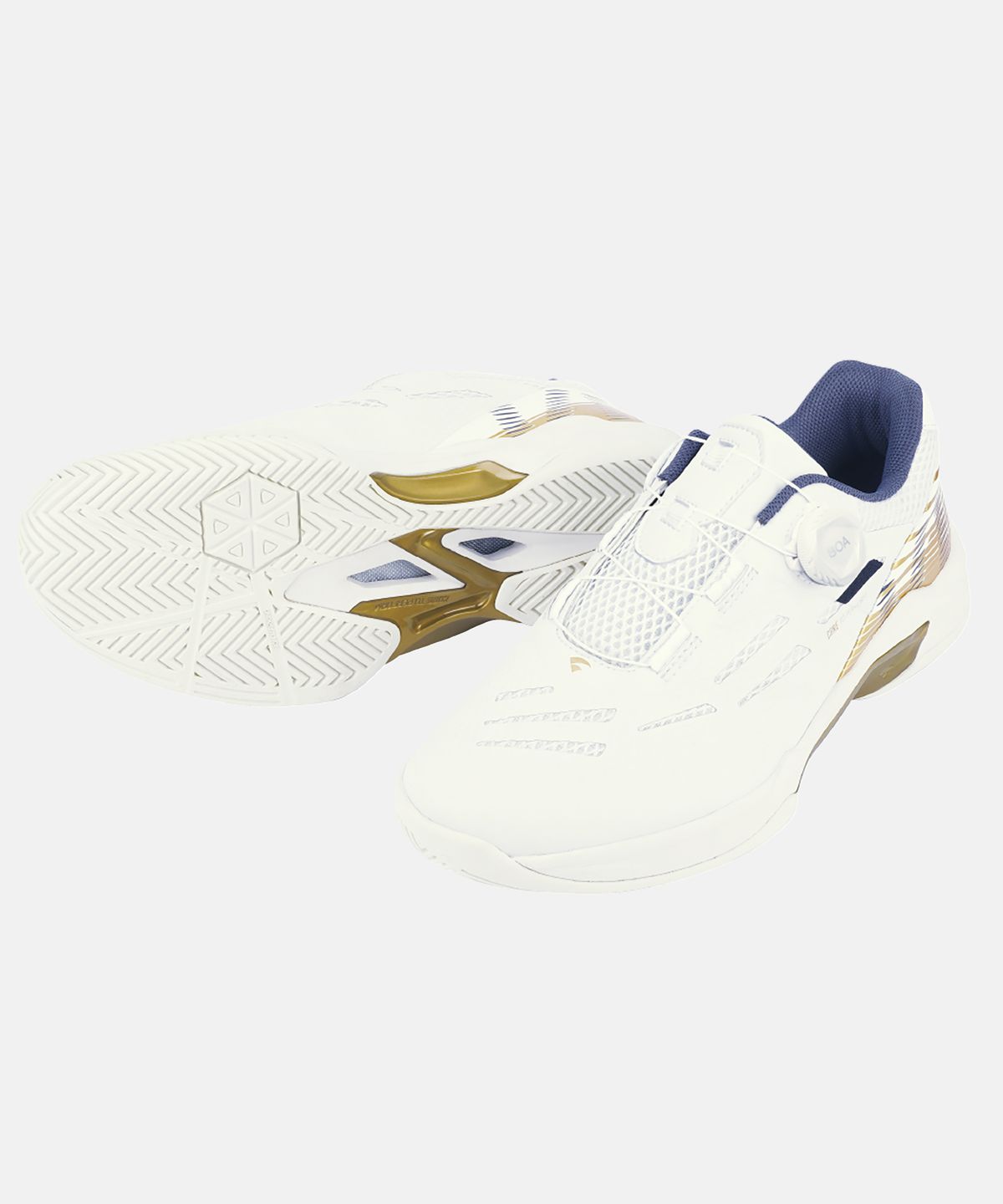 비트로(VITRO) 남성 배드민턴화 와이드 테크닉2 (OFF WHITE&GOLD) 보아 핏 시스템