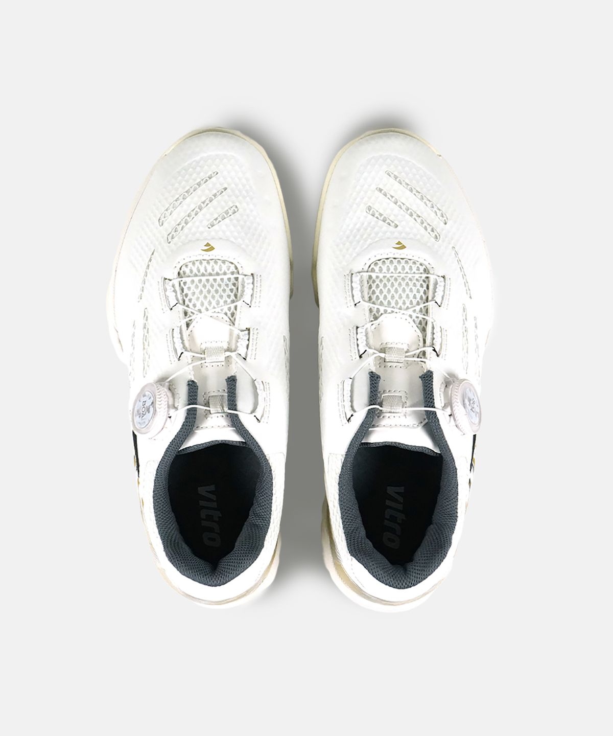 비트로(VITRO) 남성 배드민턴화 와이드 테크닉2 (OFF WHITE&GOLD) 보아 핏 시스템