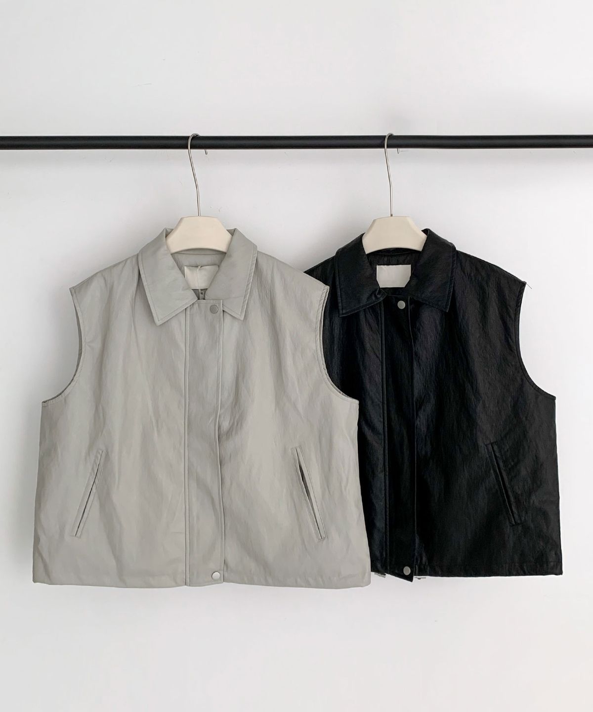 바스카라(VASCARA) Faux Leather Collar Vest (2colors)