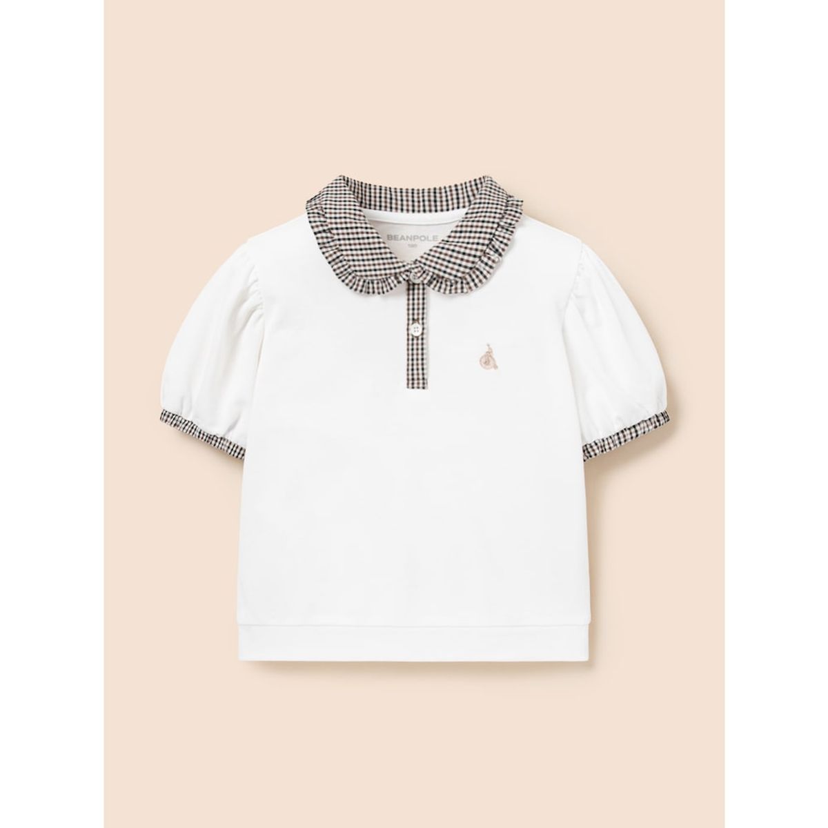 빈폴 키즈(BEANPOLE KIDS) 여아 체크 반팔 칼라 티셔츠  아이보리 (BI5242G040)