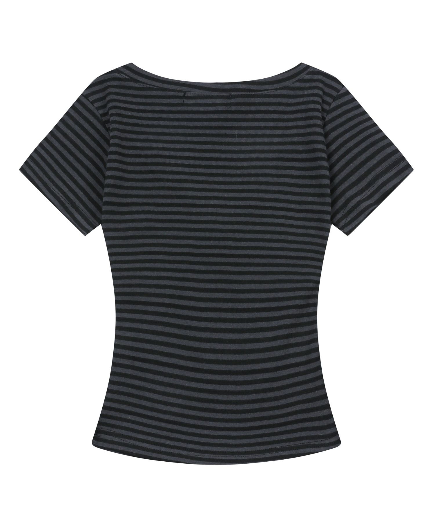 ■MUCENT■ Emma V-neck Striped Short Sleeve Tee P00000XG MUSINSA公式 | MUCENT Emma V-neck Striped Short Sleeve Tee