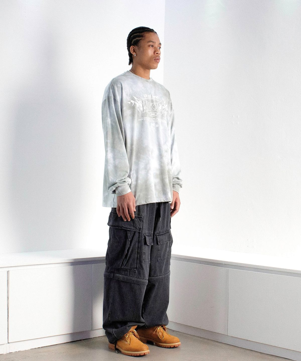 믹쓰제이(MIXXJ) TIEDYE FLAME LONGSLEEVE [GRAY]