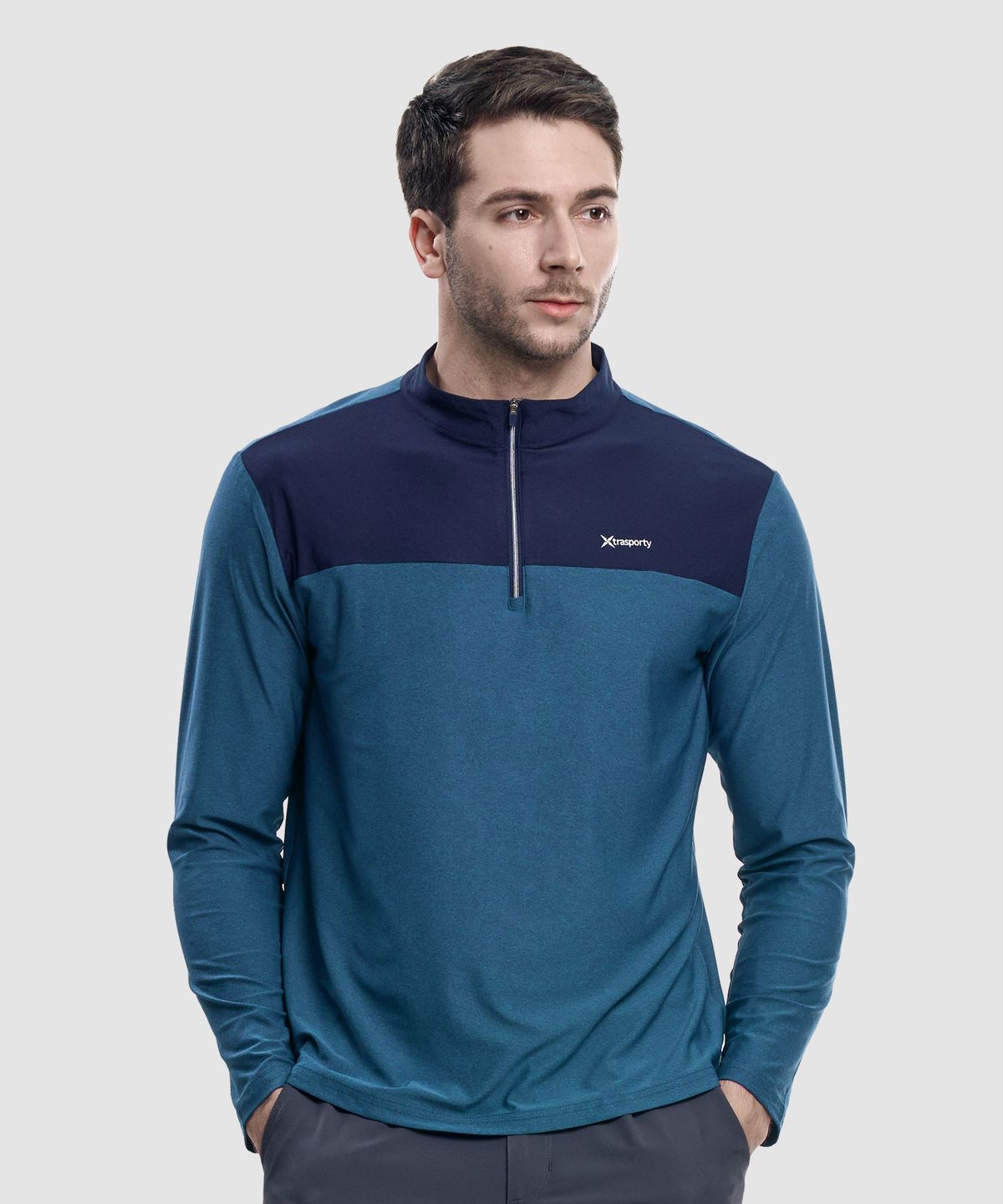 엑스트라스포티(EXTRASPORTY) 일급비밀 남성 상하배색 긴팔 집업 티셔츠 6 Colors