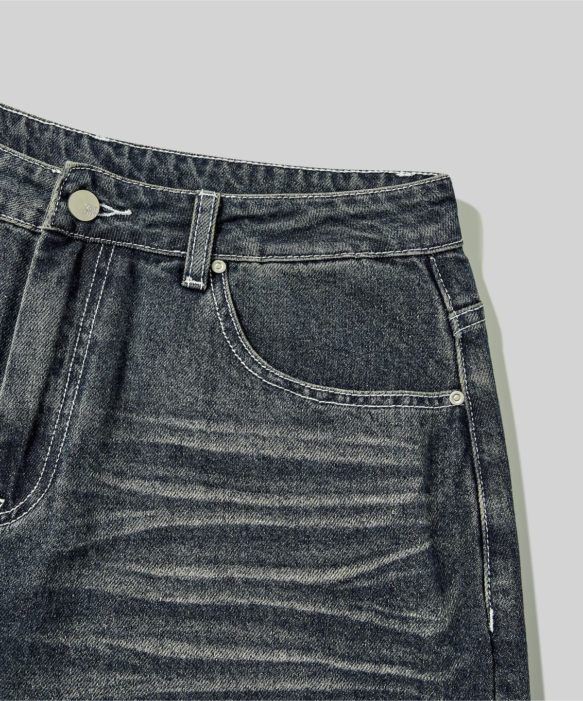 버던트(VERDNT) 스크레치 워시드 벌룬 데님 팬츠 [샌드인디고]