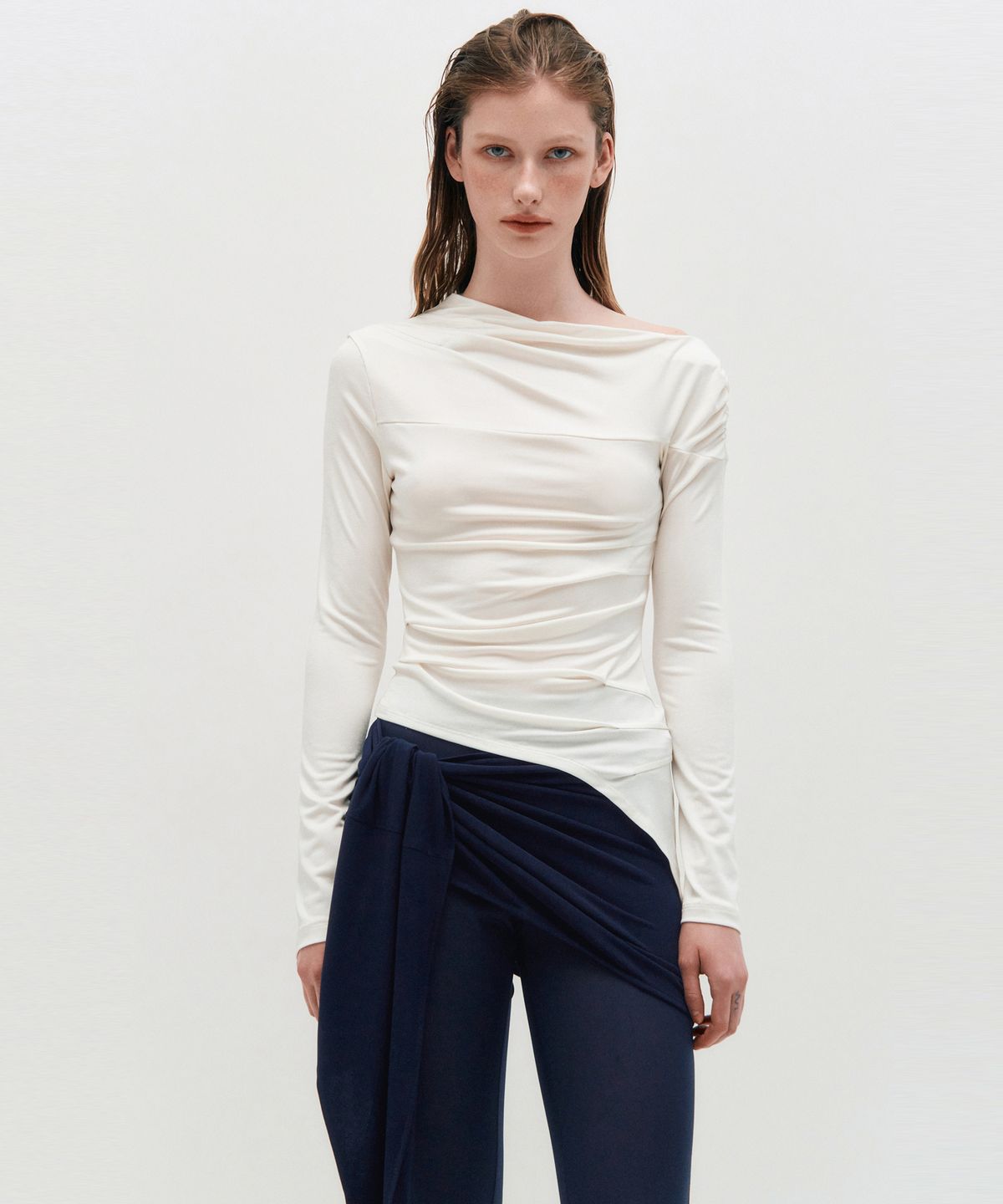 킴지수(KIMZISU) Layered Wrap Tie _ NAVY