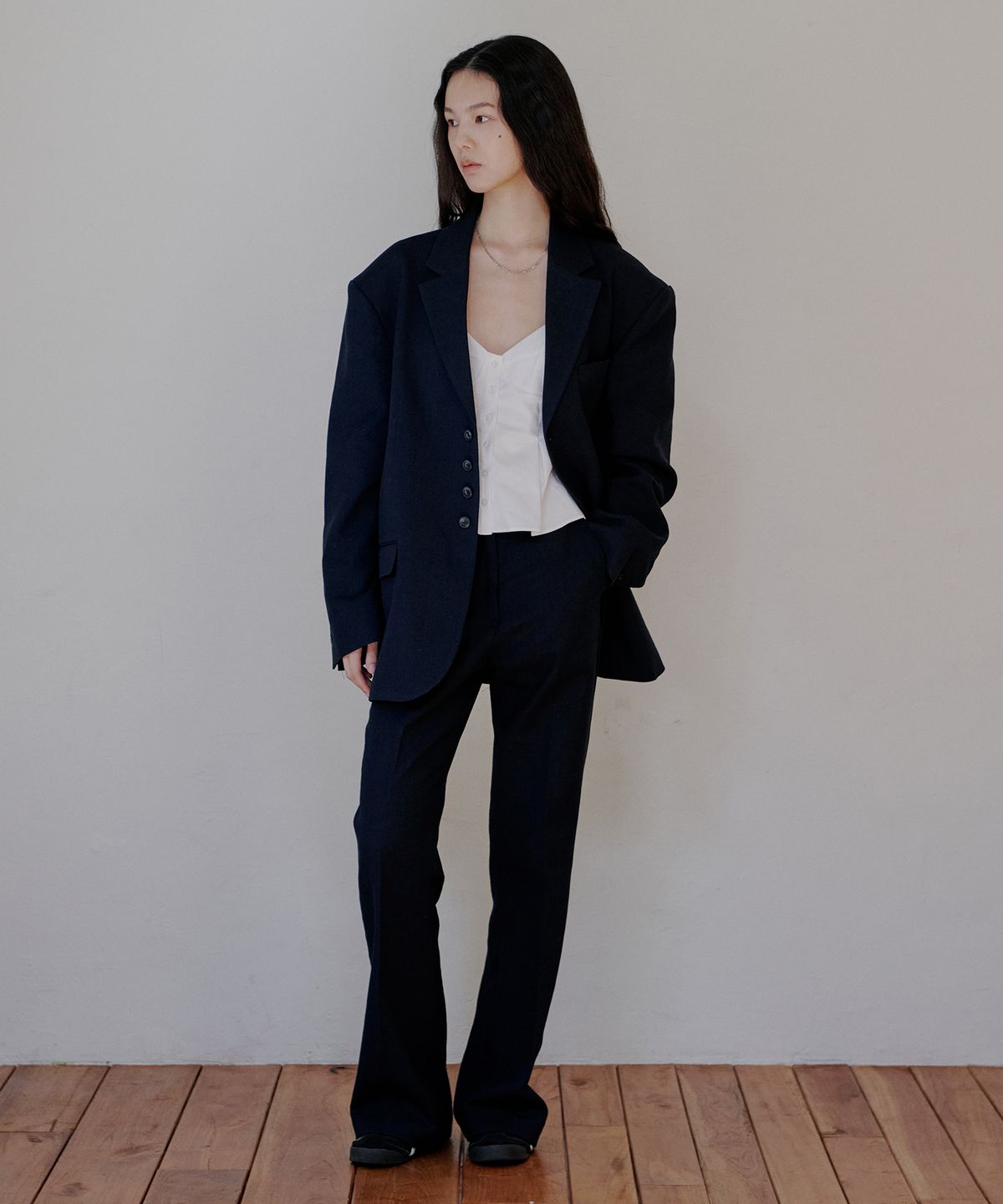 누아클레(NUAKLE) (w) 린넨 자켓_네이비