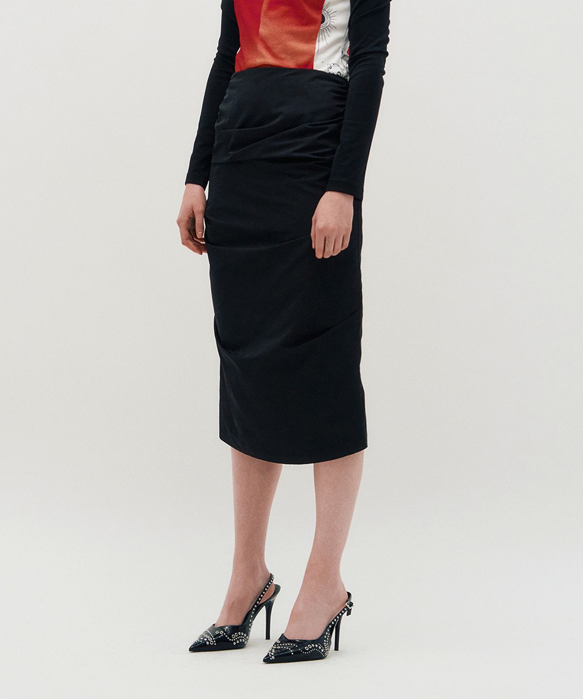킴지수(KIMZISU) Draped Long Skirt _ BLACK