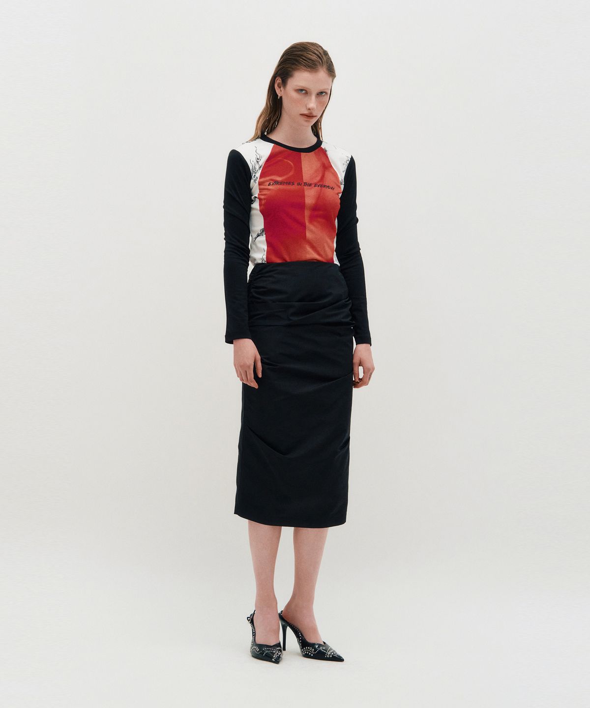 킴지수(KIMZISU) Draped Long Skirt _ BLACK