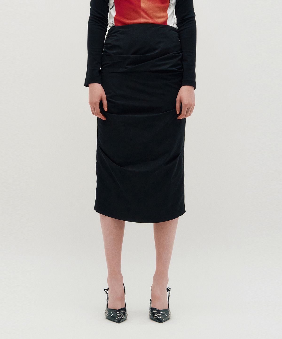 킴지수(KIMZISU) Draped Long Skirt _ BLACK