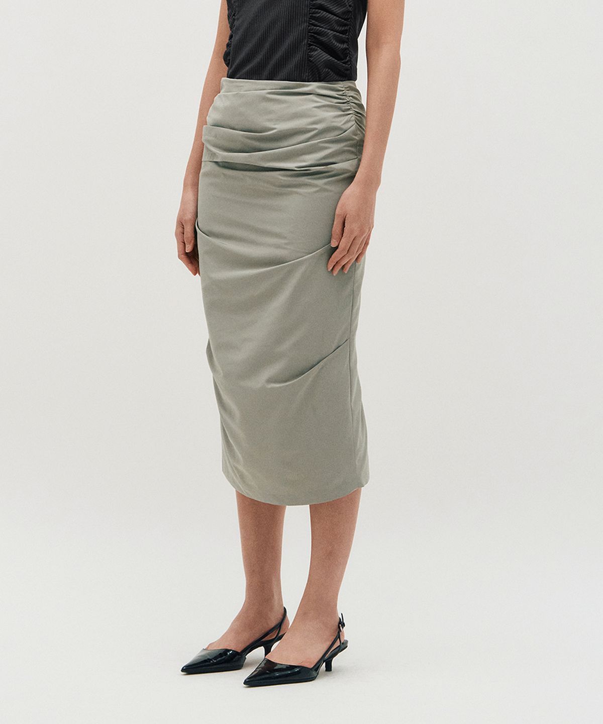 킴지수(KIMZISU) Draped Long Skirt _ GREY