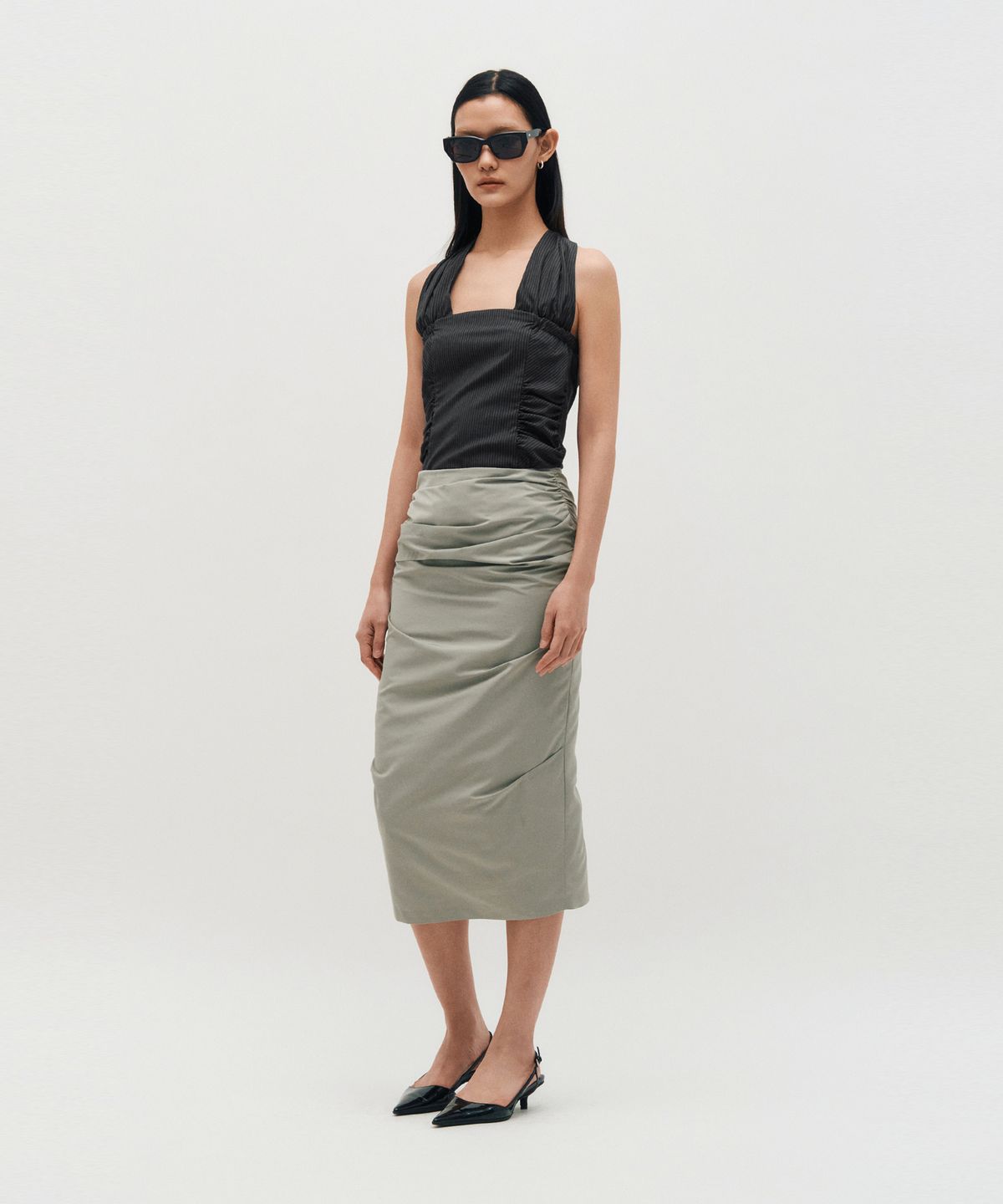 킴지수(KIMZISU) Draped Long Skirt _ GREY