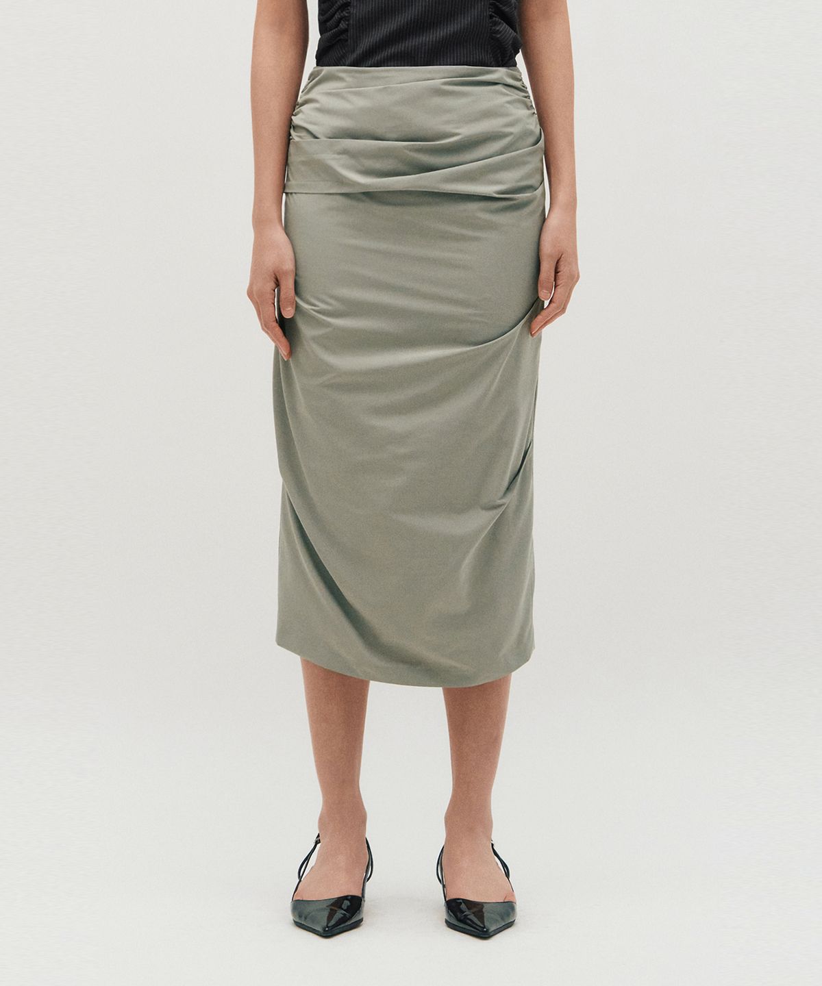킴지수(KIMZISU) Draped Long Skirt _ GREY