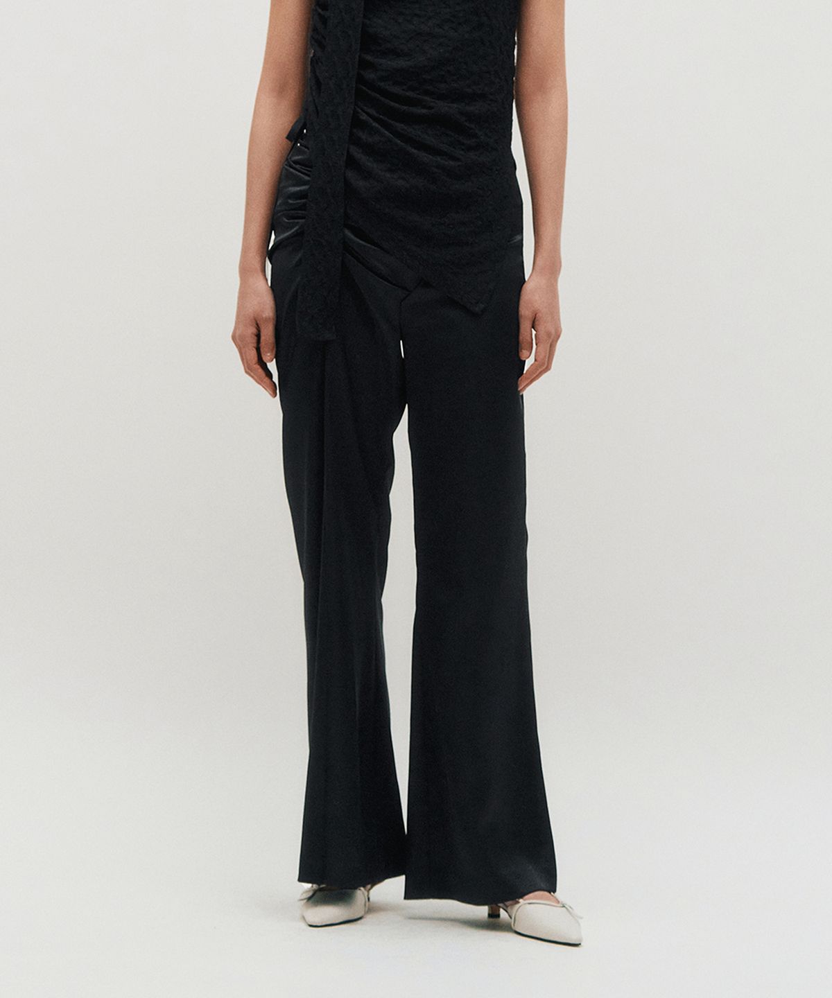 킴지수(KIMZISU) Satin Draped Trousers _ BLACK