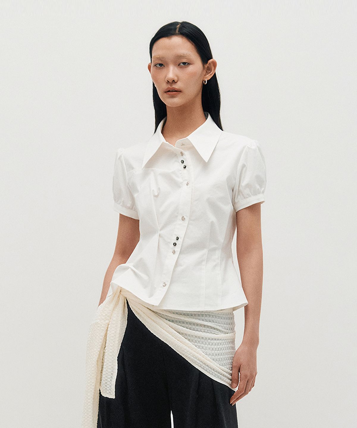 킴지수(KIMZISU) DOZI - Puffed Button Up Shirt _ WHITE