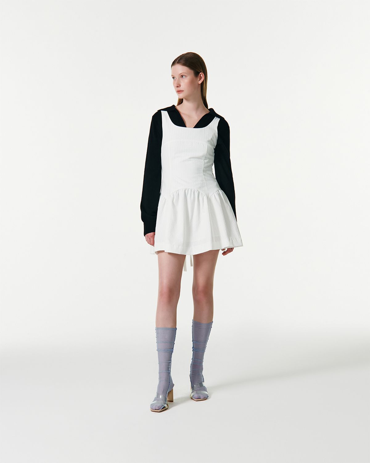 커렌트(CURRENT) RIBBON STRAP SLEEVELESS DRESS [WHITE]