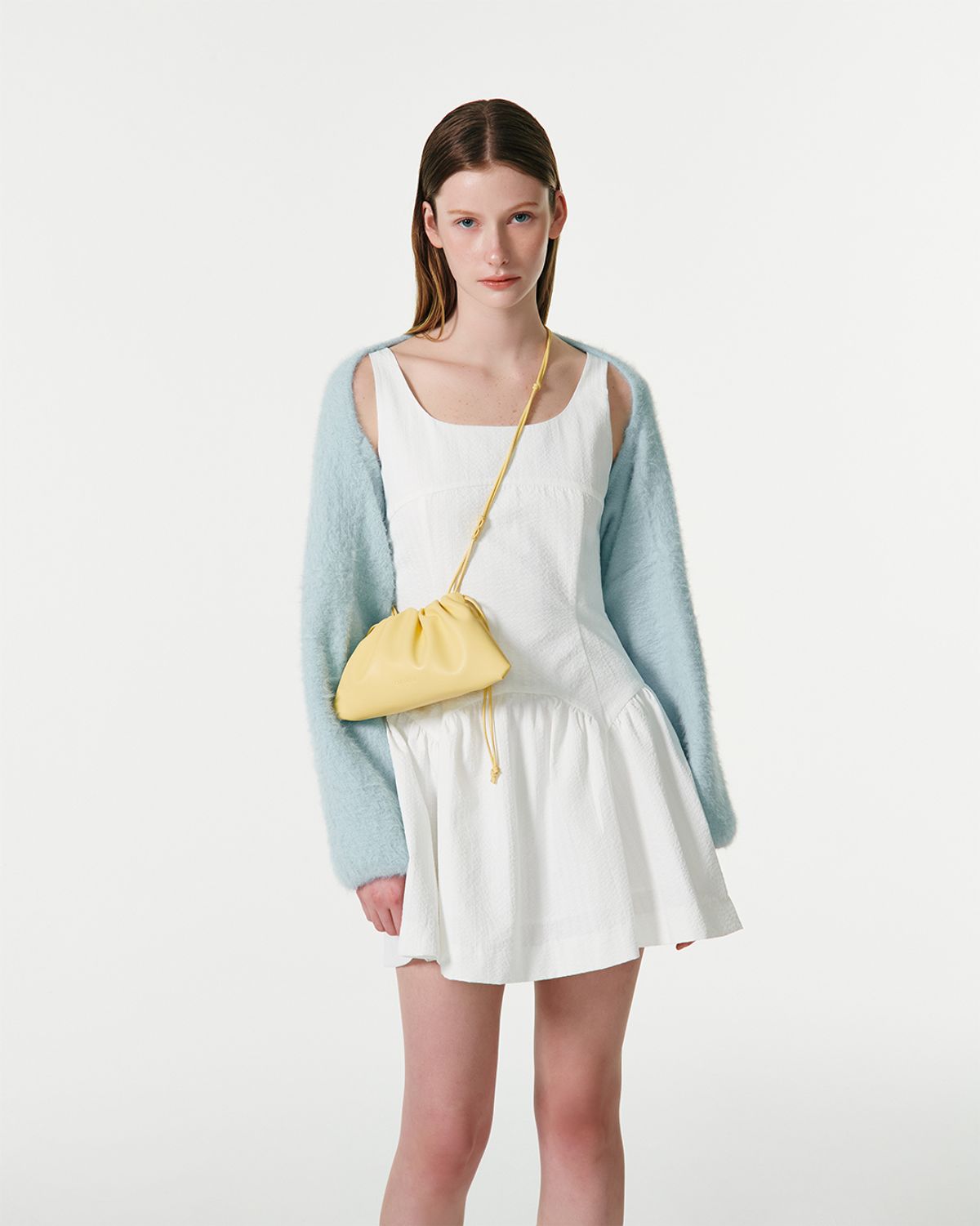 커렌트(CURRENT) RIBBON STRAP SLEEVELESS DRESS [WHITE]