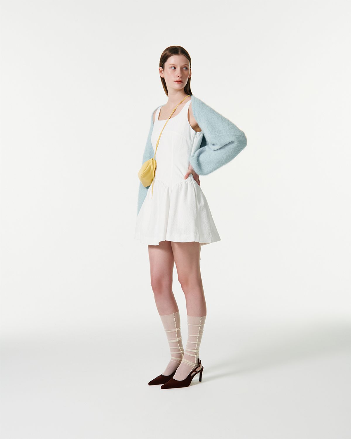 커렌트(CURRENT) RIBBON STRAP SLEEVELESS DRESS [WHITE]