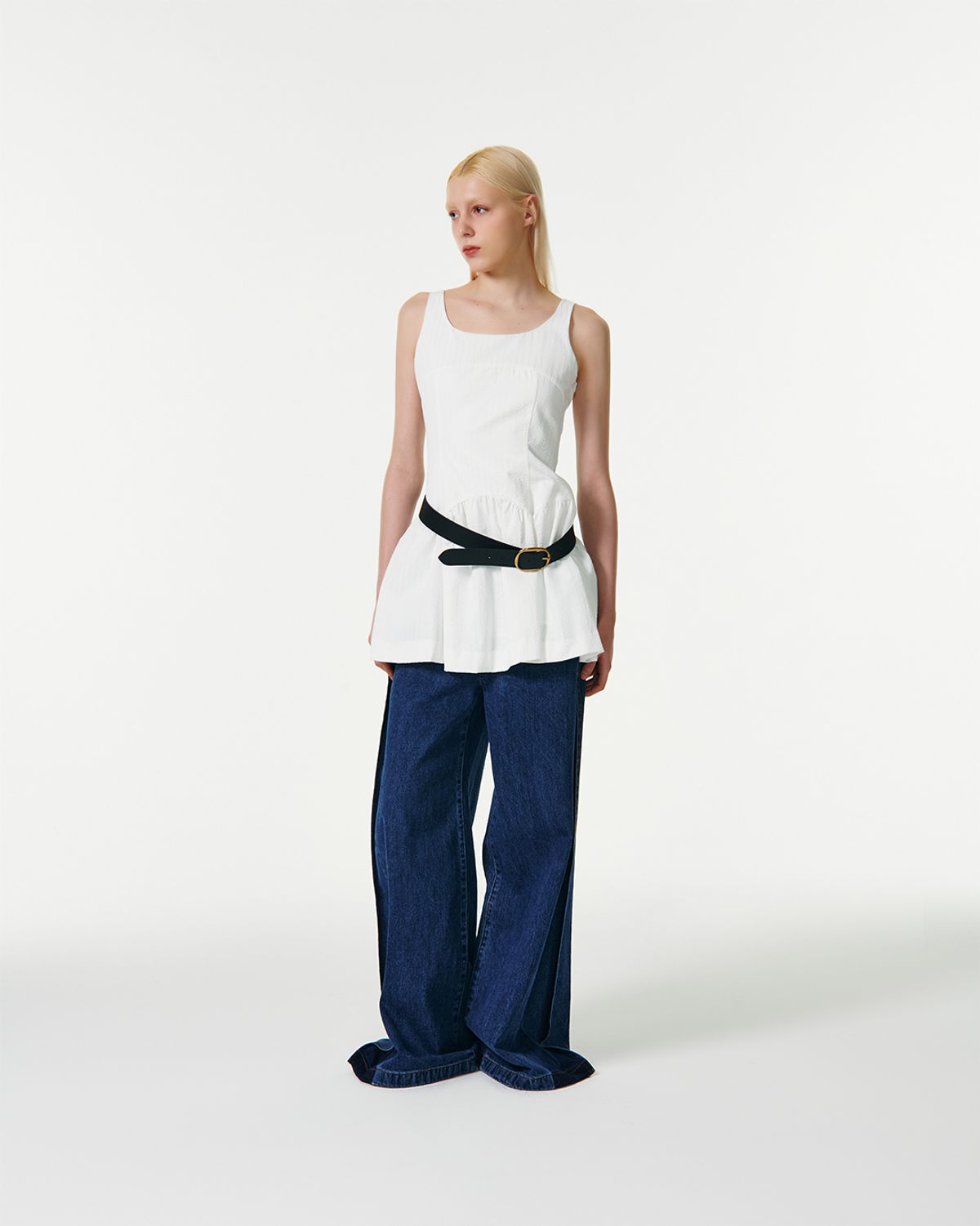 커렌트(CURRENT) RIBBON STRAP SLEEVELESS DRESS [WHITE]