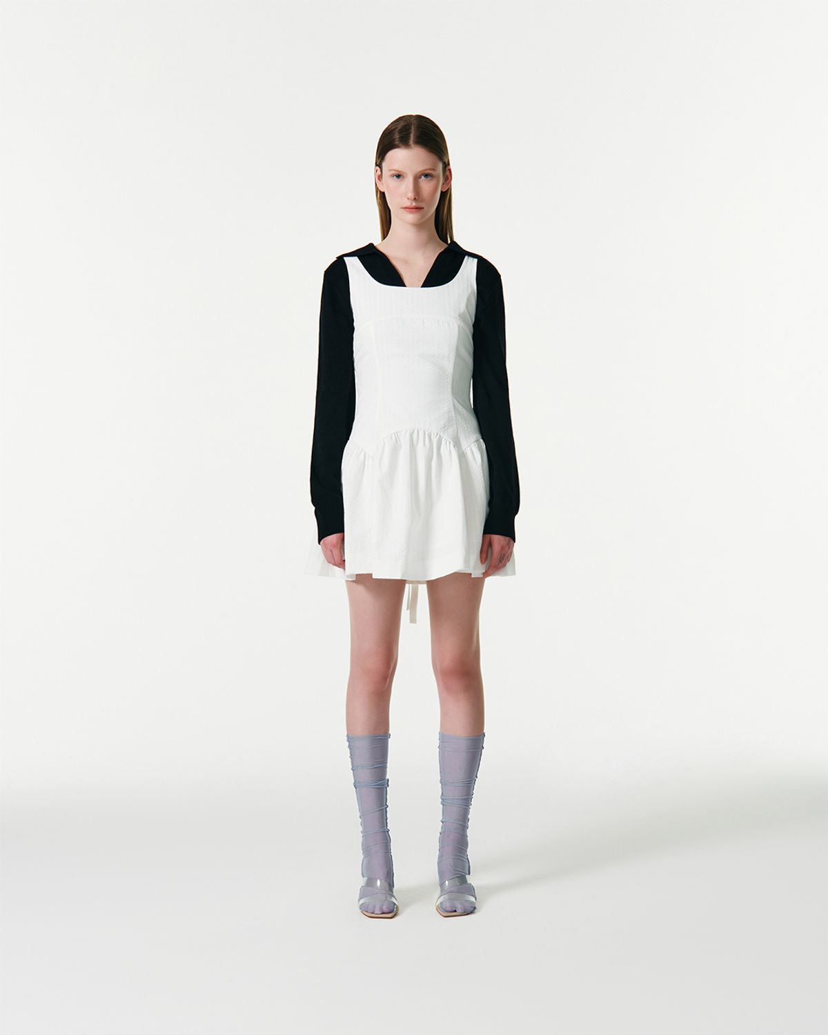 커렌트(CURRENT) RIBBON STRAP SLEEVELESS DRESS [WHITE]