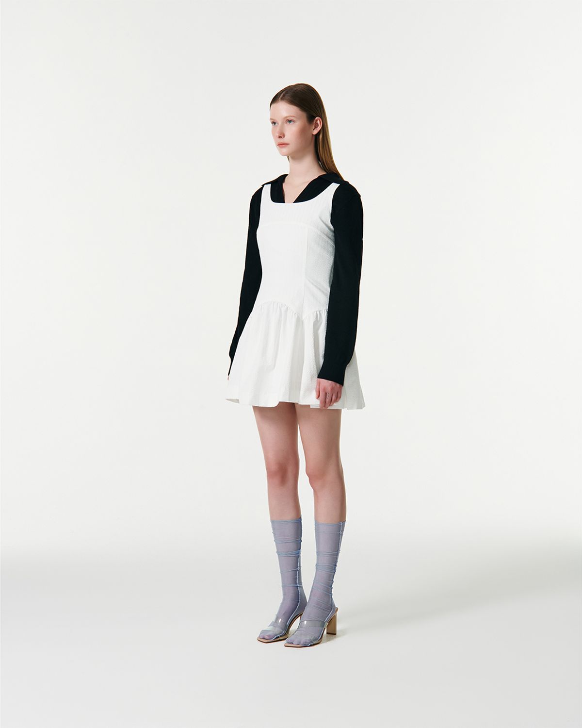 커렌트(CURRENT) RIBBON STRAP SLEEVELESS DRESS [WHITE]