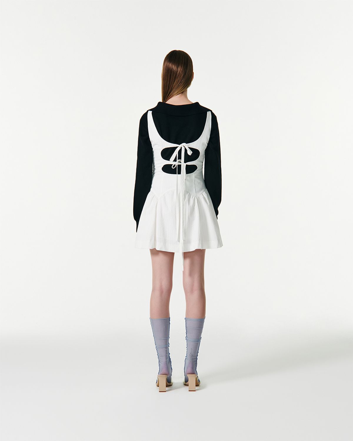 커렌트(CURRENT) RIBBON STRAP SLEEVELESS DRESS [WHITE]