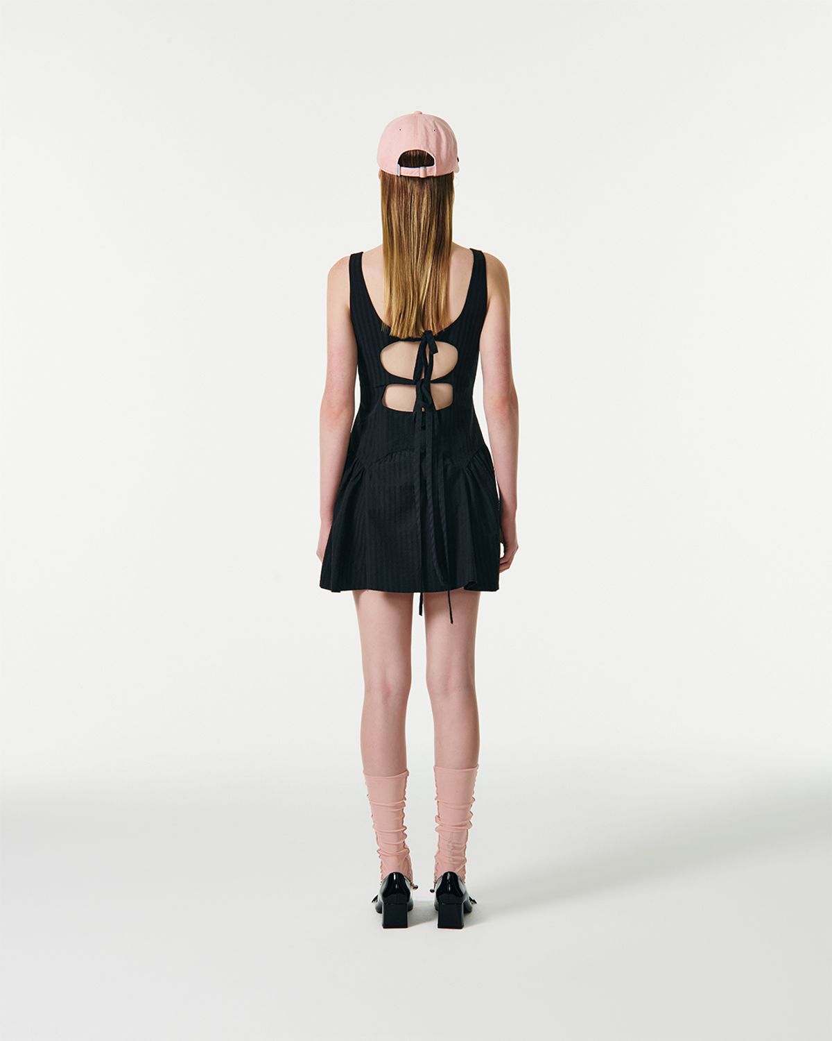 커렌트(CURRENT) RIBBON STRAP SLEEVELESS DRESS [BLACK]