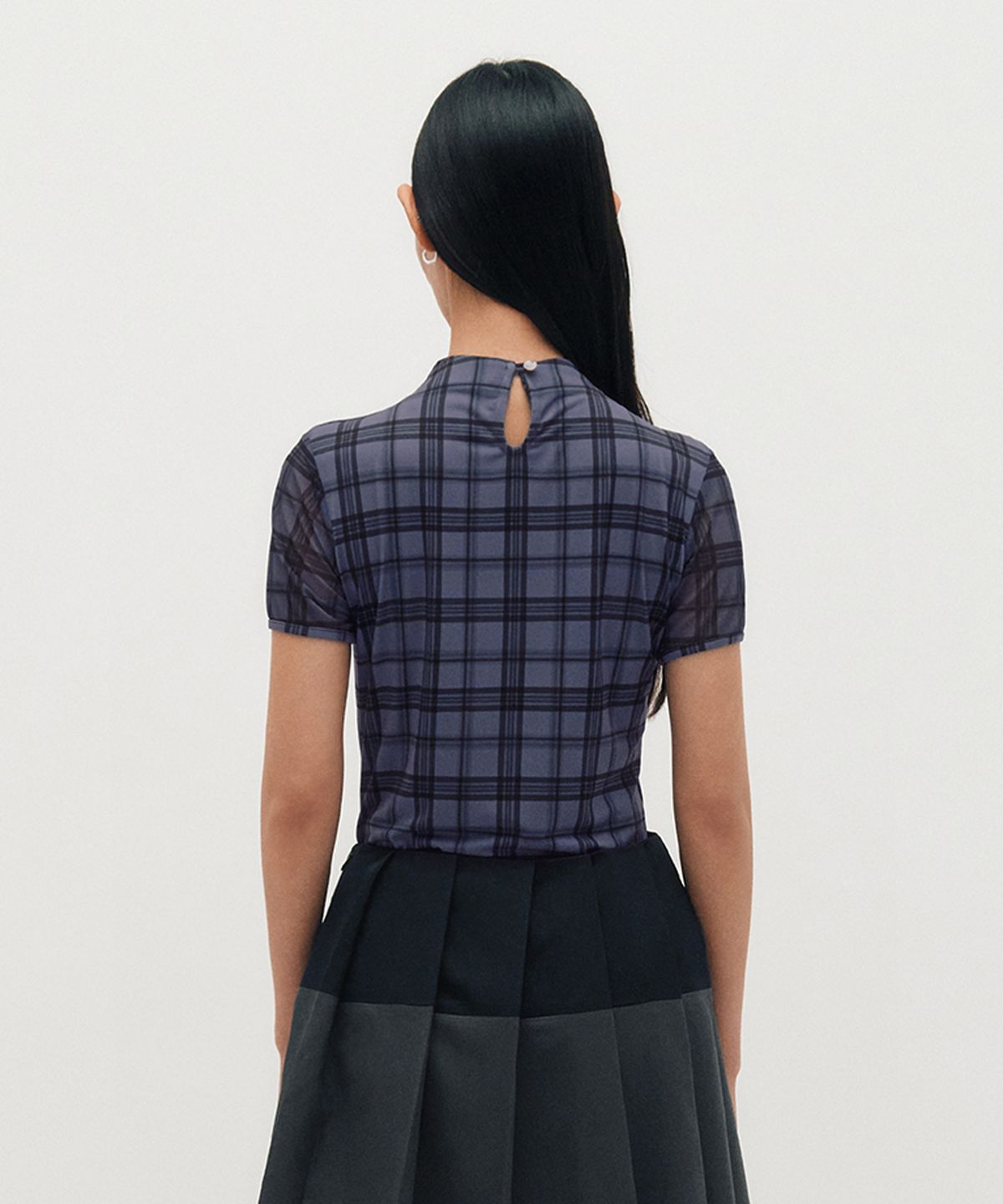 킴지수(KIMZISU) Plaid Smocking T-Shirt _ PURPLE