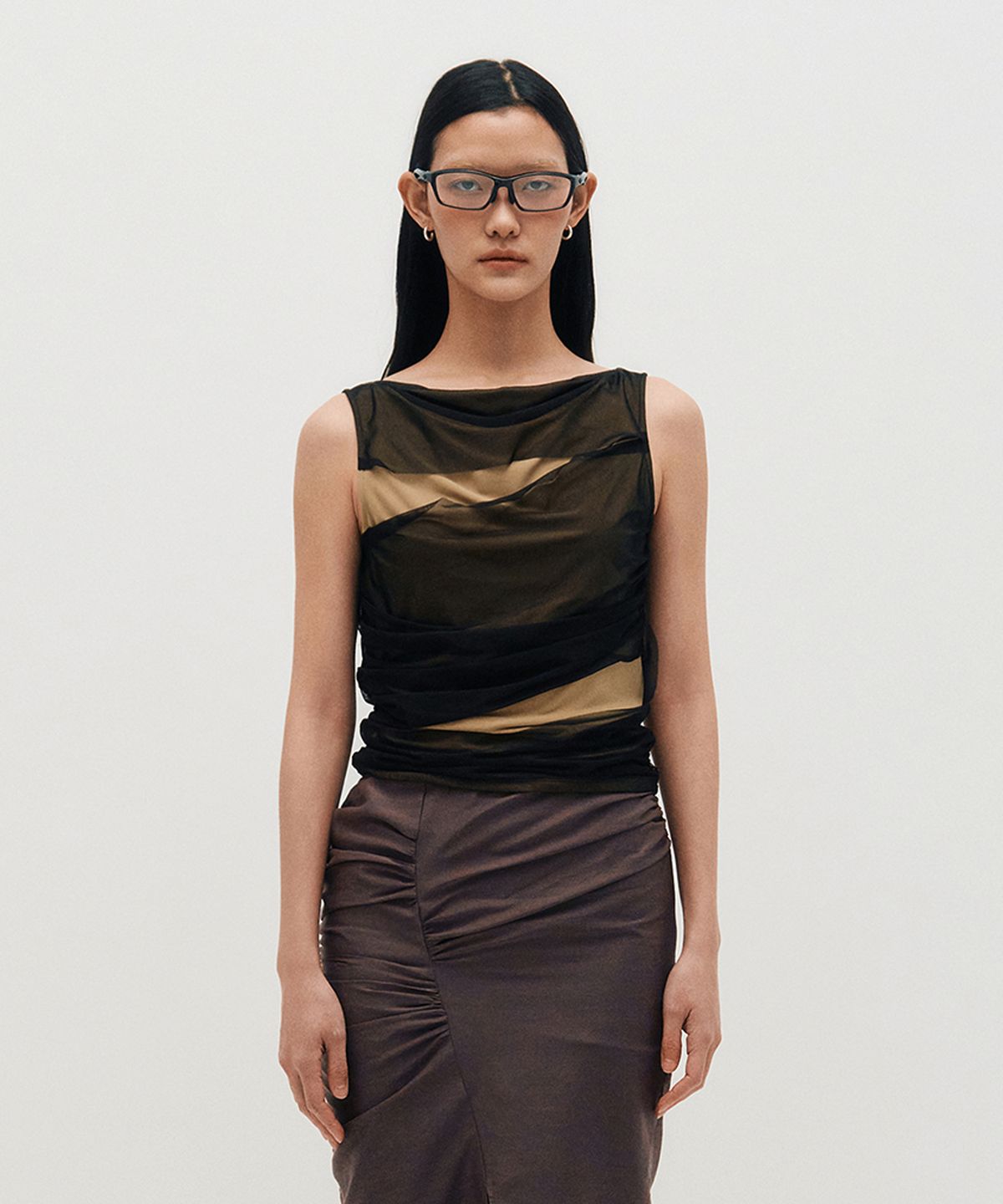 킴지수(KIMZISU) Mesh Layered Sleeveless _ BLACK