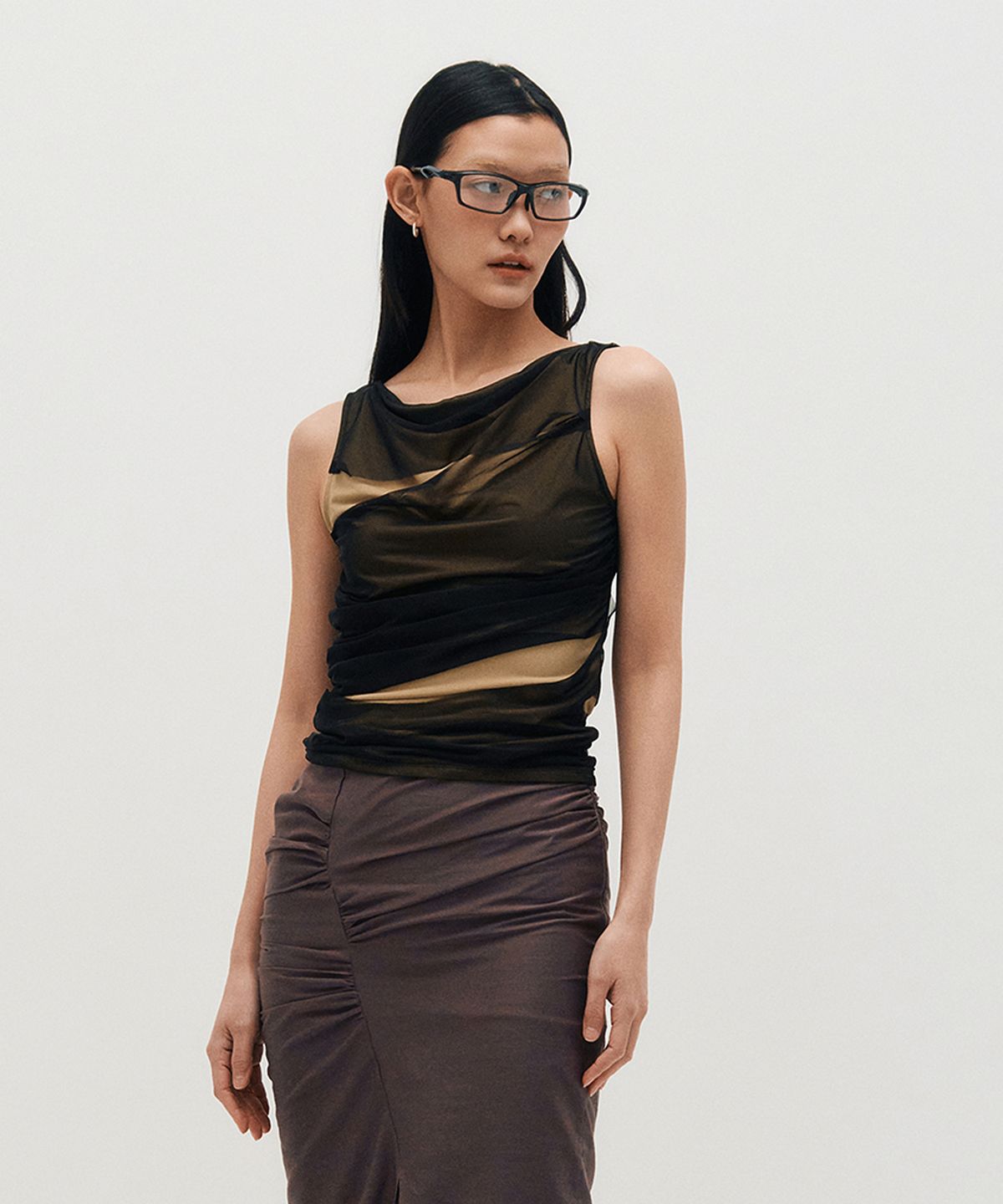 킴지수(KIMZISU) Mesh Layered Sleeveless _ BLACK