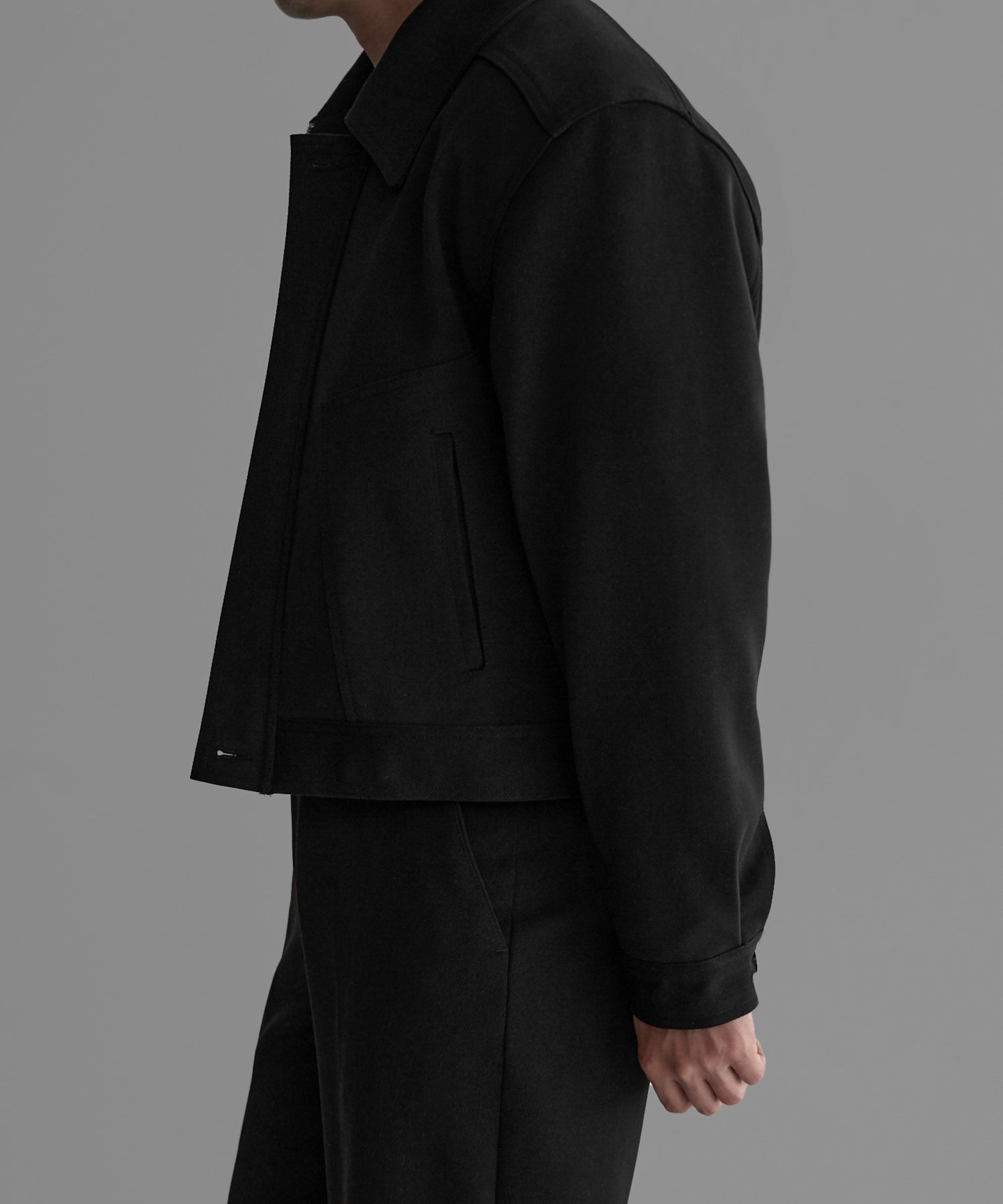 ブルゾン MUSINSA STANDARD Wool blend minimal blouson jacket black MMC MUSINSA | MUSINSA STANDARD Wool blend minimal blouson jacket