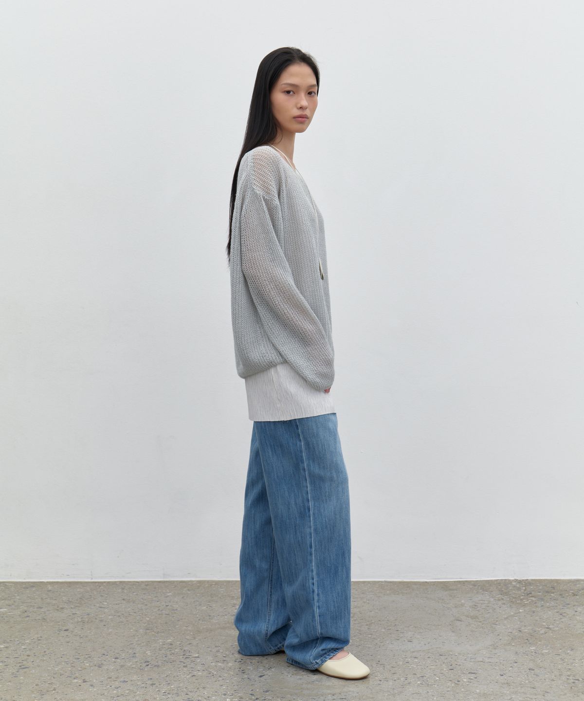 유라고(URAGO) Brushed semi wide denim