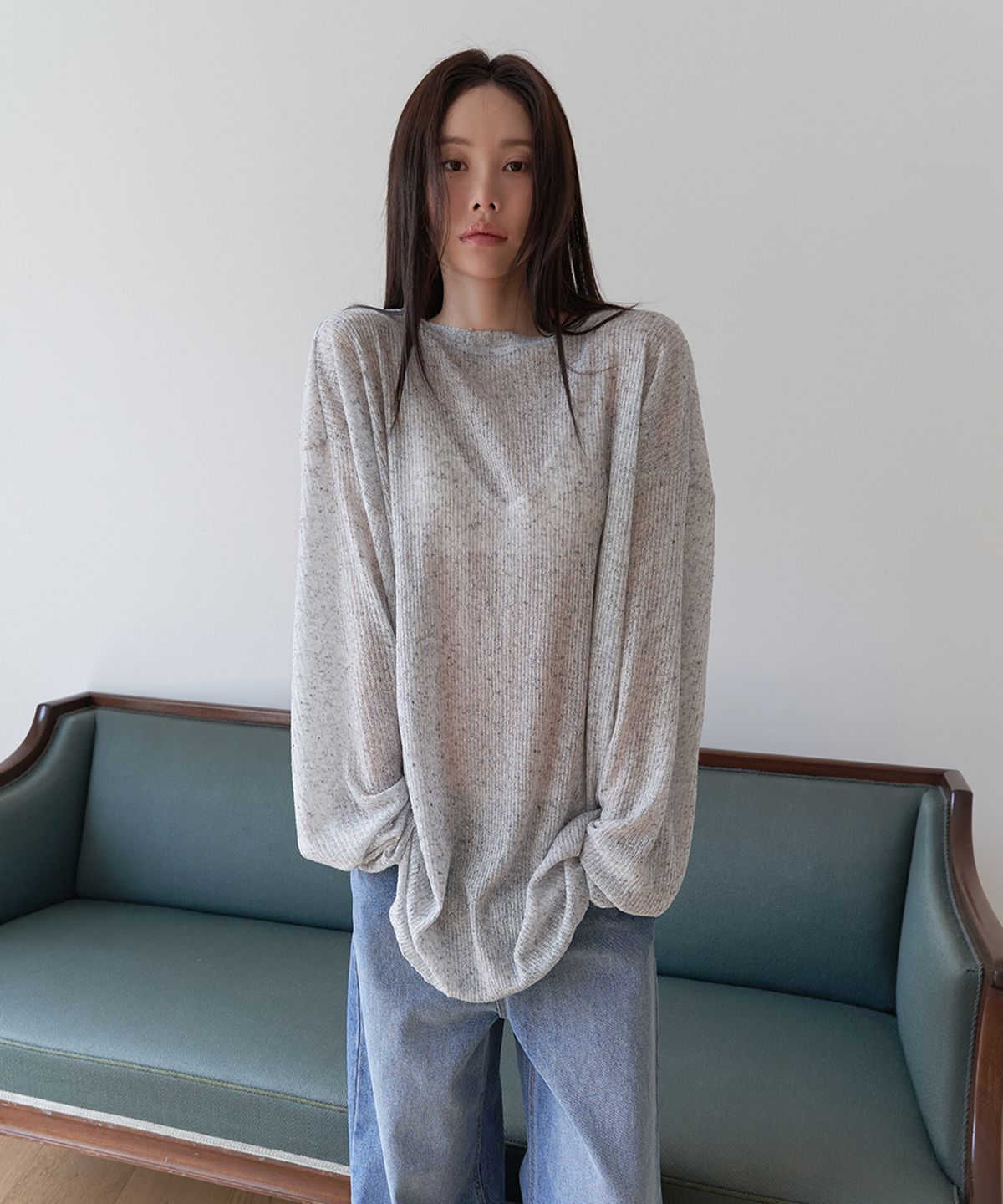 랑거(LANGER) linen ribbed loose fit t-shirt (5Color)