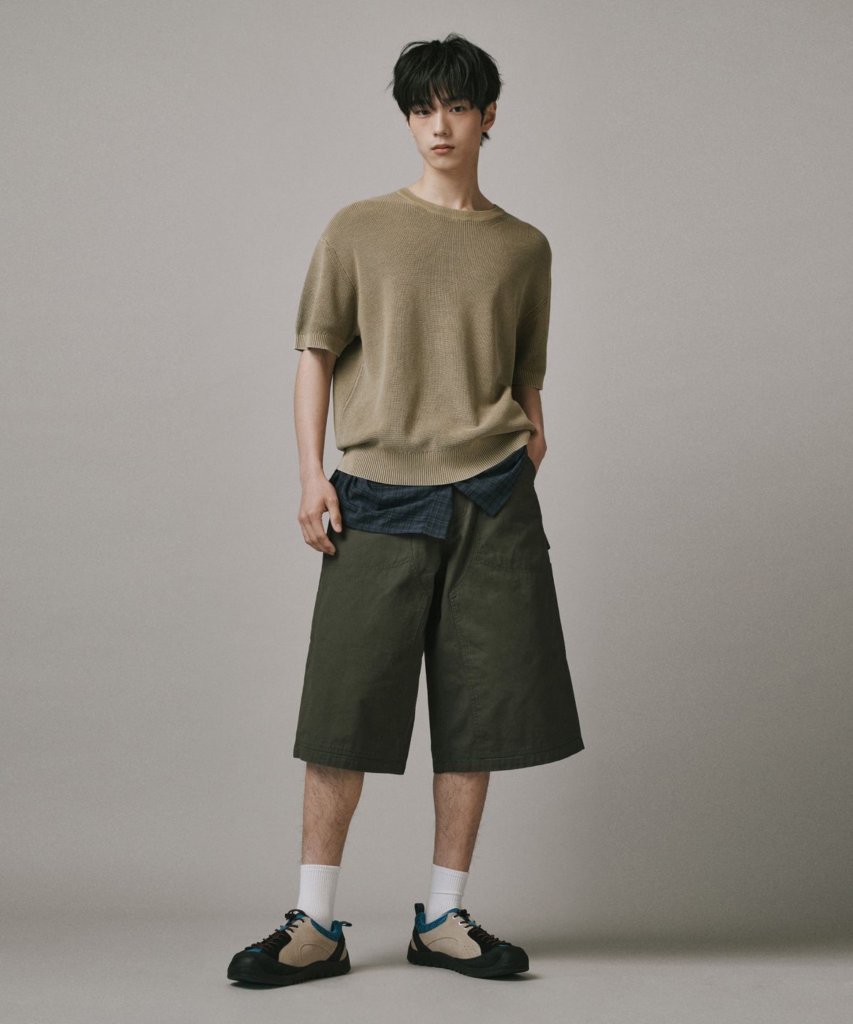 버던트(VERDNT) 더블 레이어 카펜터 버뮤다 쇼츠 [카키]