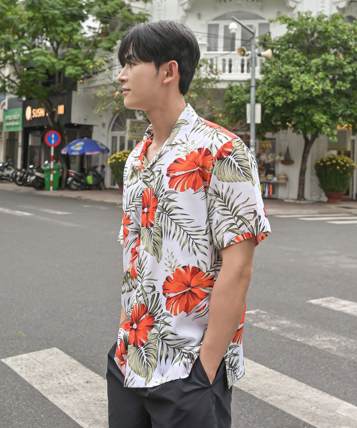 헤링본(HERRINGBONE) 남자 하와이안 셔츠 루즈핏 반팔 휴양지룩 상의 (2color) /NI103M