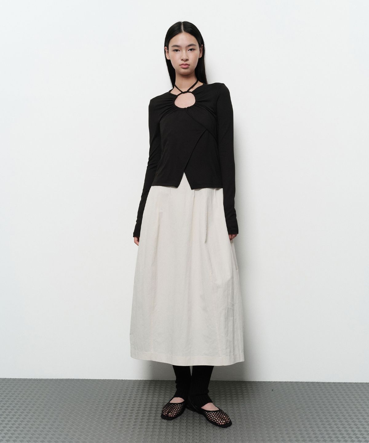 다이애그널(DIAGONAL) HALTERNECK LONG DRESS (cream)