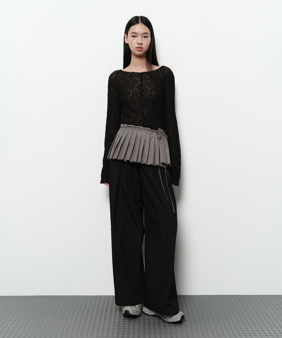 다이애그널(DIAGONAL) PLEATS WRAP SKIRT (grey)