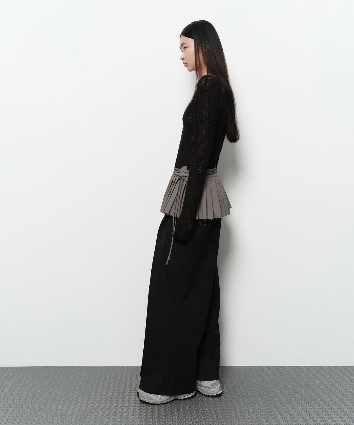 다이애그널(DIAGONAL) PLEATS WRAP SKIRT (grey)