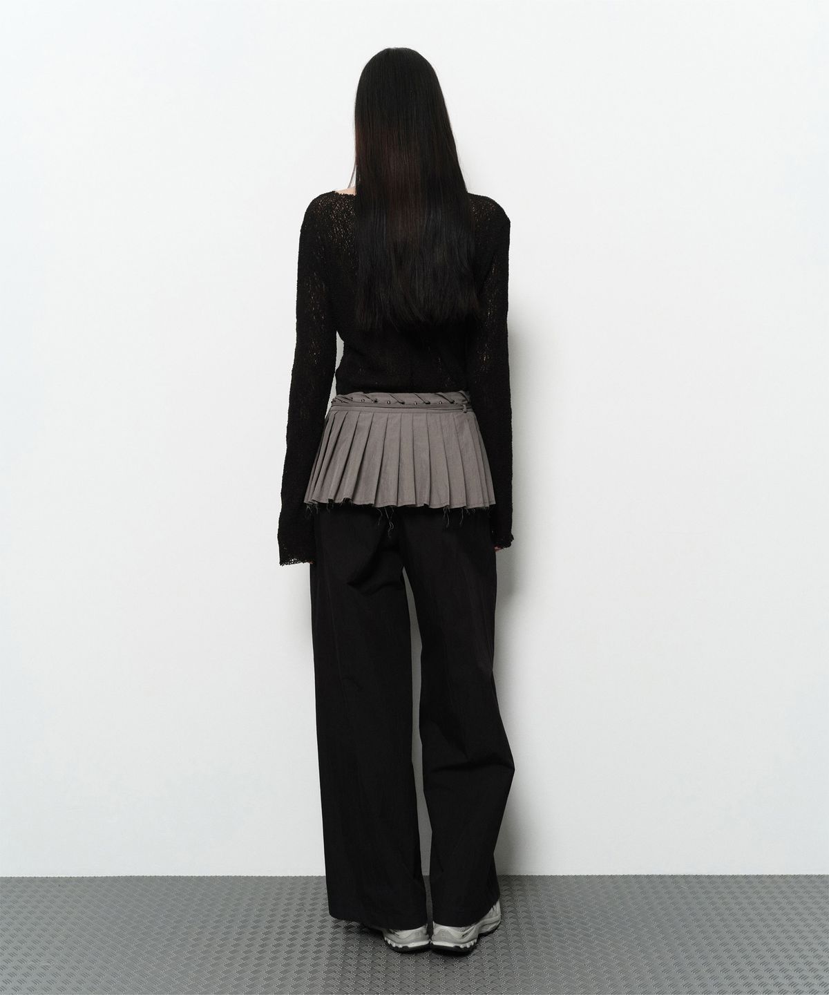 다이애그널(DIAGONAL) PLEATS WRAP SKIRT (grey)