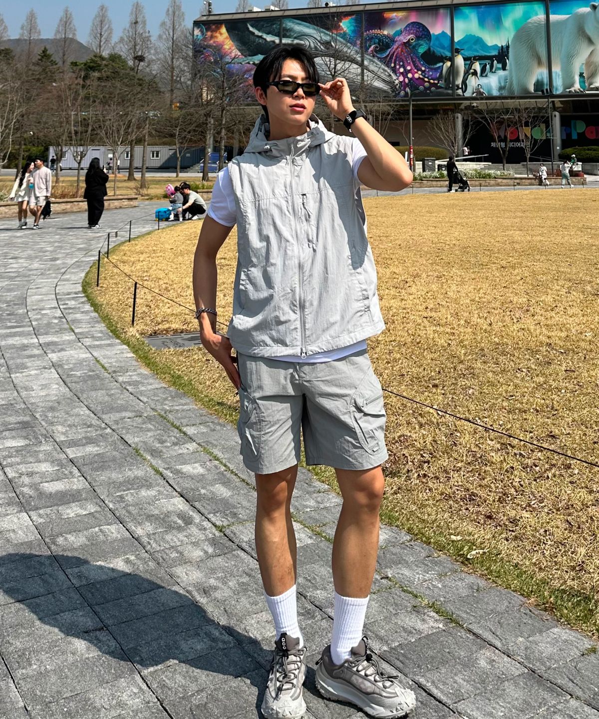 버던트(VERDNT) 볼륨 카고 나일론 숏 팬츠 [그레이]