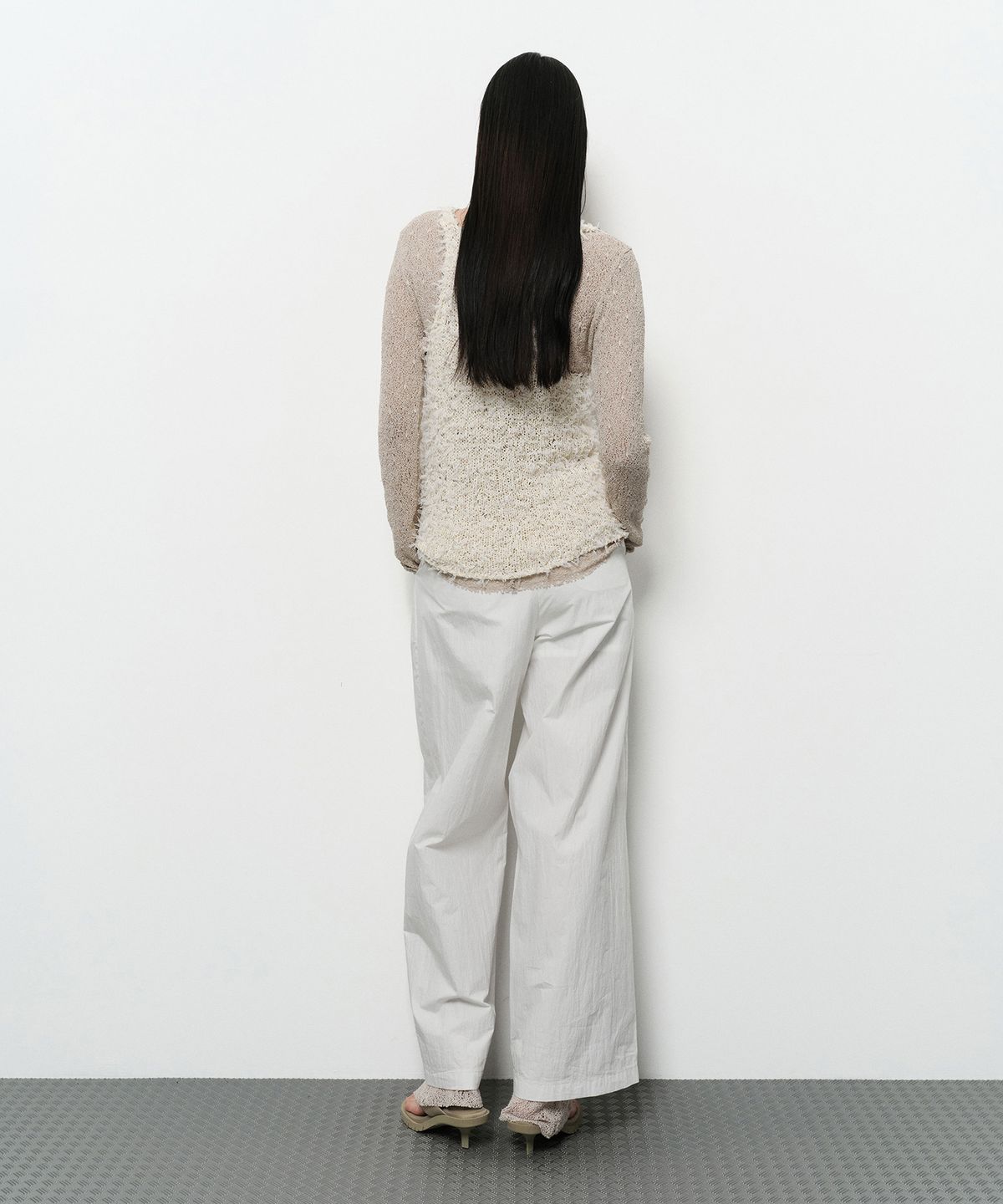 다이애그널(DIAGONAL) RUSTLE WIDE TROUSERS (white)